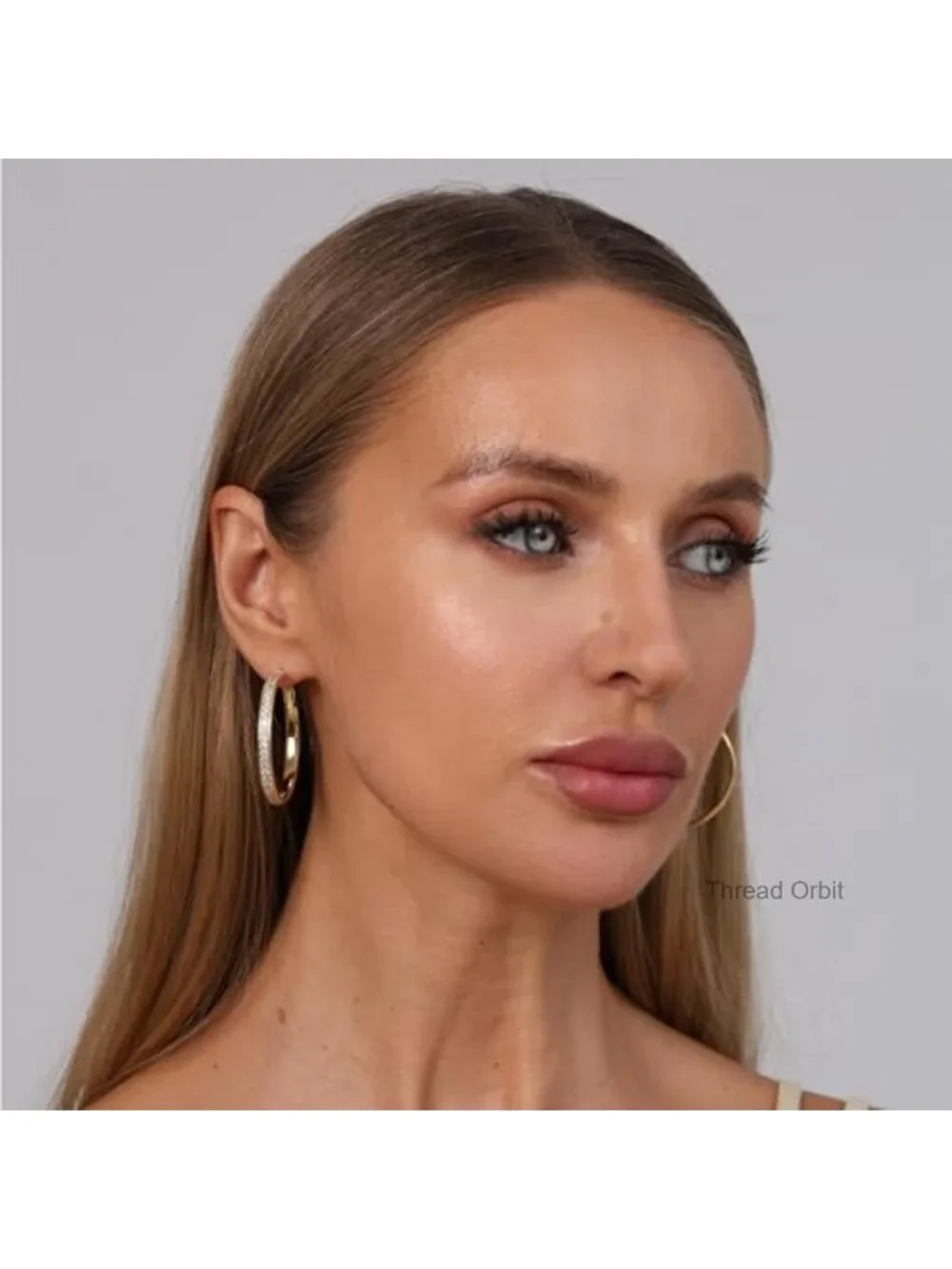 Large Rhinestone Hoops Sparkly CZ Hoop Earrings 925 Sterling Silver/Gold Plated